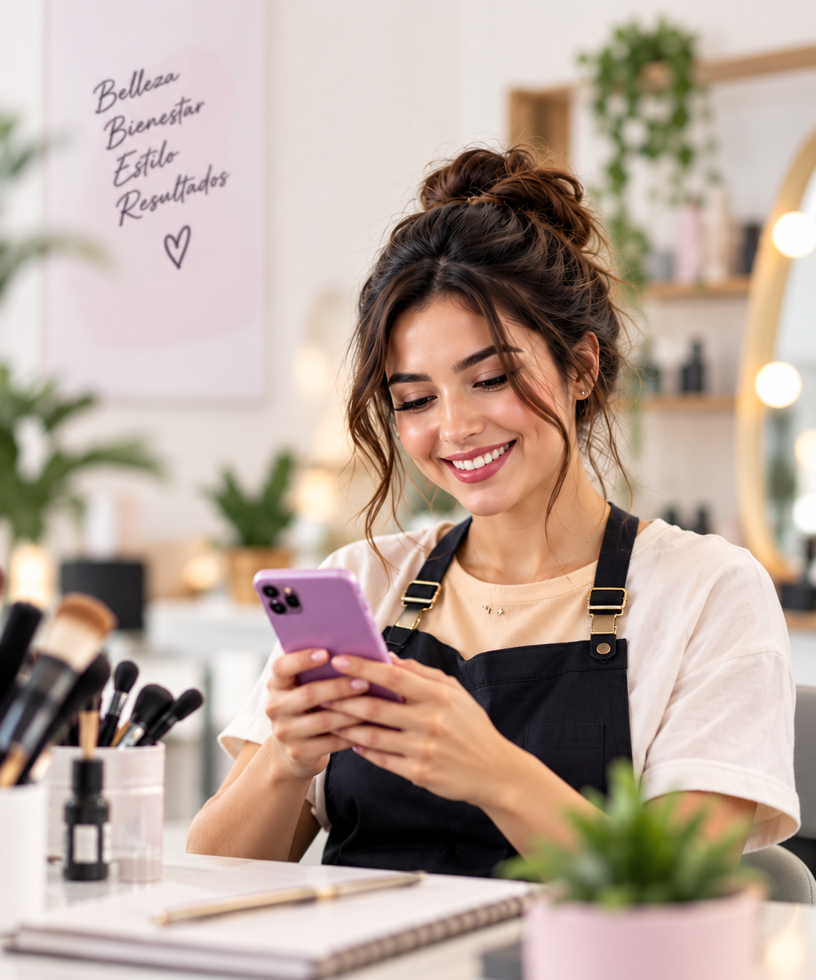 Profesional de belleza revisando su agenda
