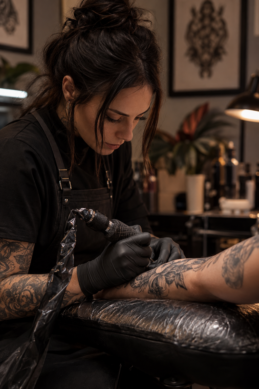 Profesional tatuando a un cliente